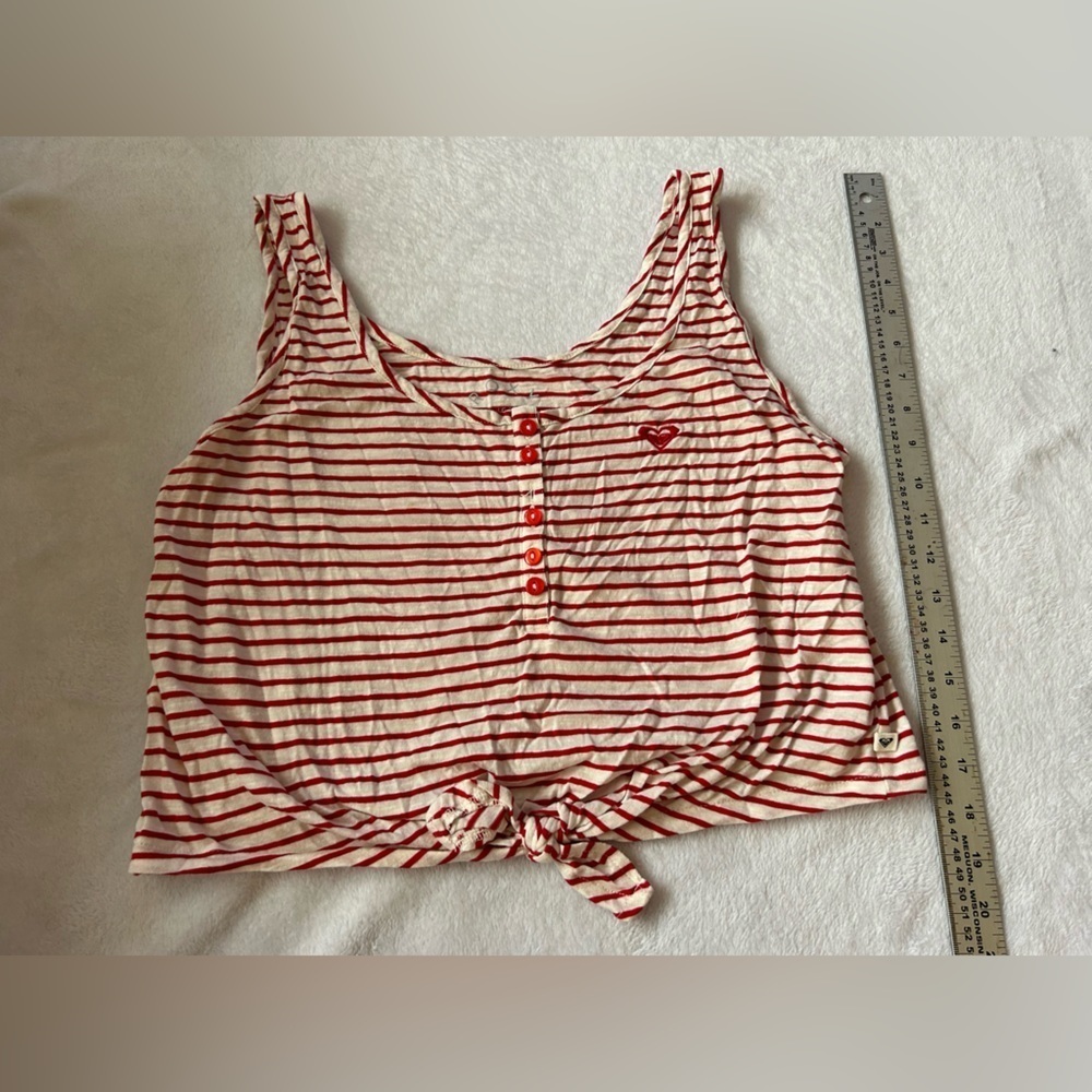 Red and White Striped Roxy Cropped Tank​